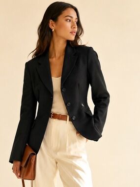 DS Debbie Shuchat Wool Cashmere Angora Blazer Quiet Luxury 3 buttons Size 2